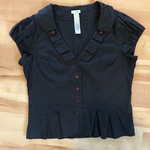 ODILLE ANTHROPOLOGIE SHORT SLEEVE BLUE BUTTON DOWN